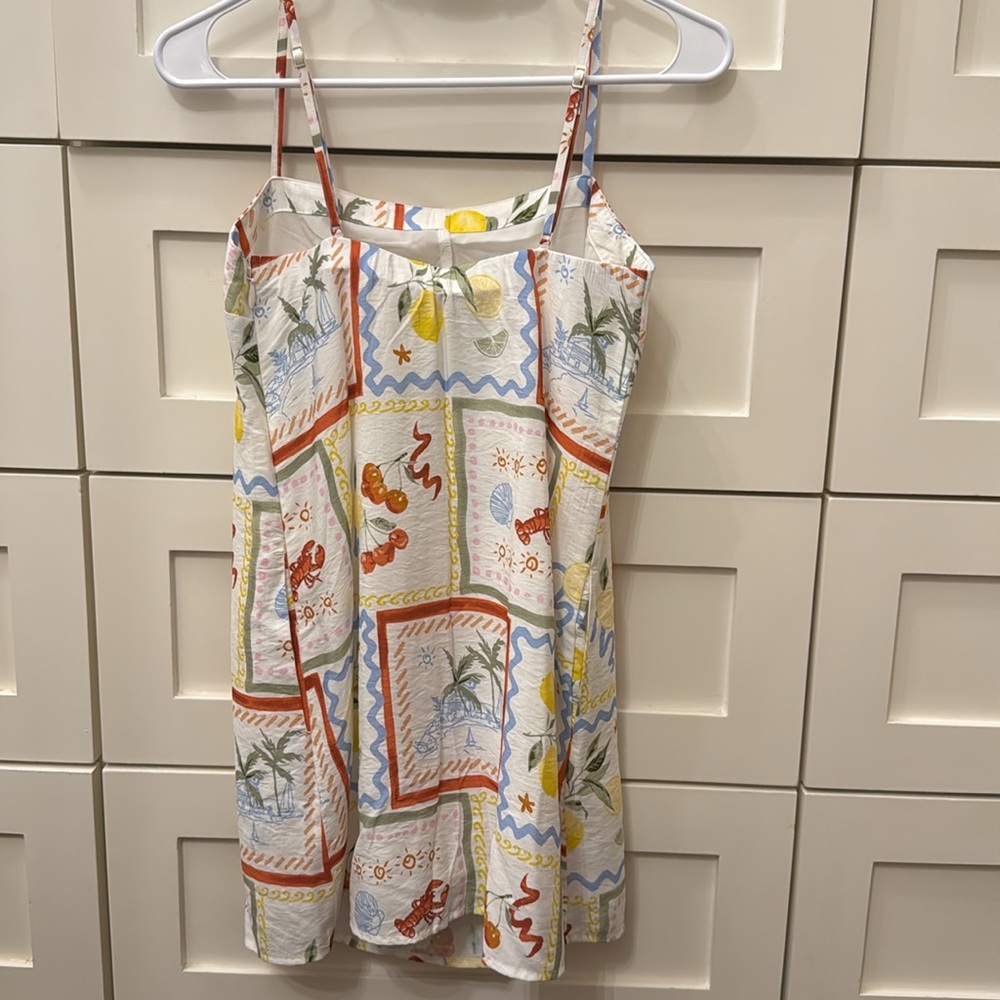 NWT! Abercrombie & Fitch Trapeze Skort Mini Dress White Lemon Nautical Pattern - Picture 3 of 7